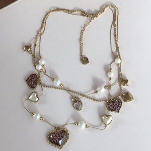 Pink leopard and pearl Betsey Johnson necklace